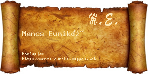 Mencs Euniké névjegykártya